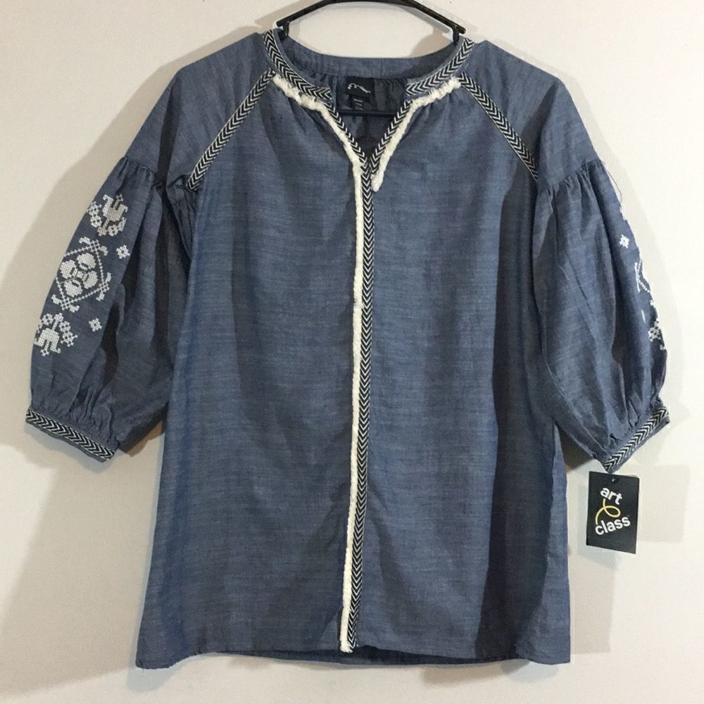 Art Class Girls’ Denim Dress, Chambray XS - Picture 1 of 4